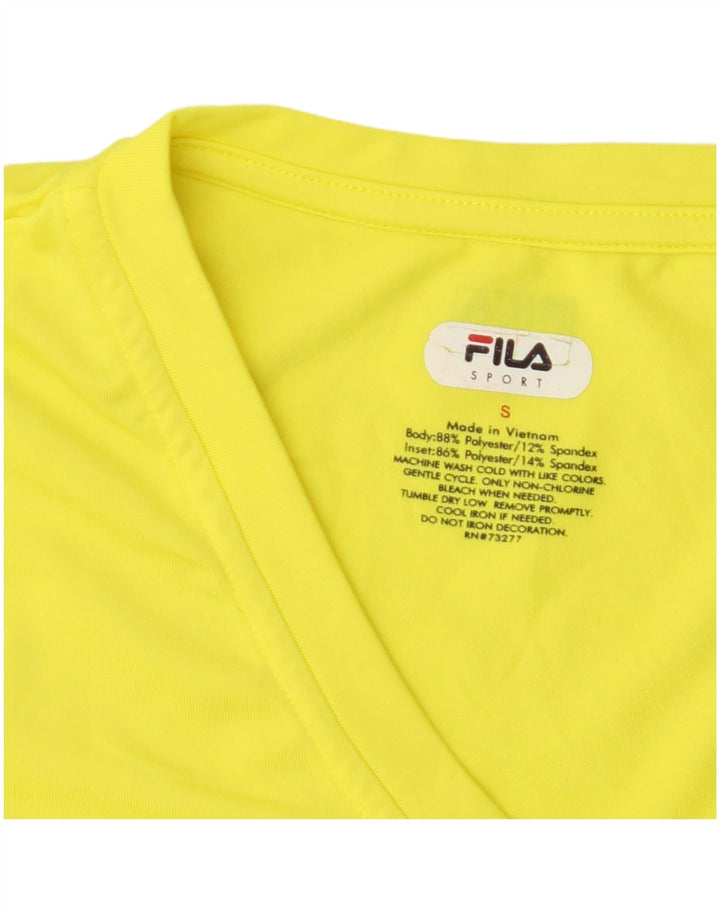 Fila Damen Top Langarm UK 10 Small Gelb Polyester