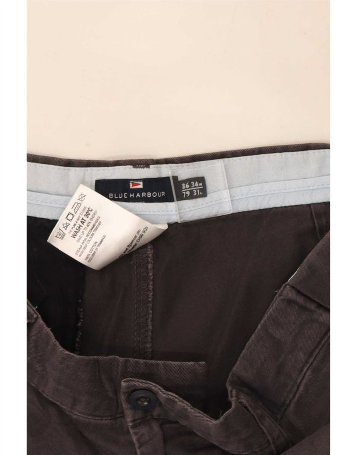 Marks & Spencer Herren Blue Harbour Gerade Chinohose W34 L31 Schwarz