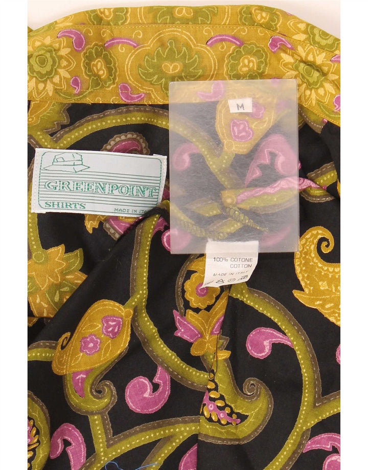 Vintage Herren Kurzarmhemd Mittelgelbe Paisley-Baumwolle