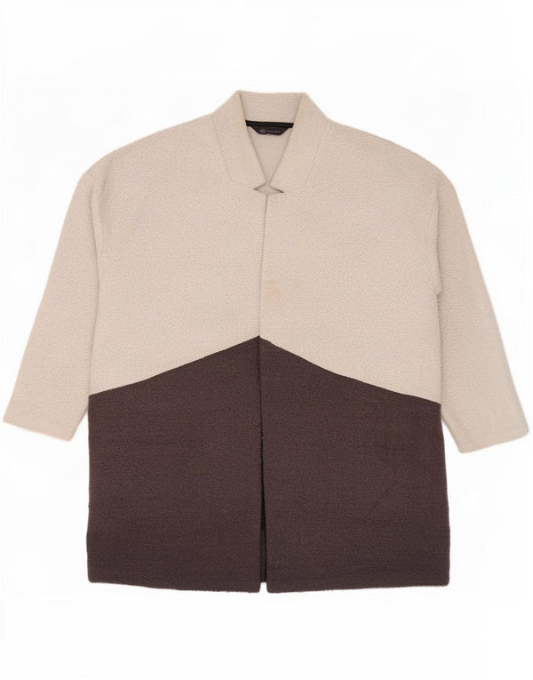 Marks & Spencer Offener Damenmantel UK 20 2XL Graues Colourblock-Polyester