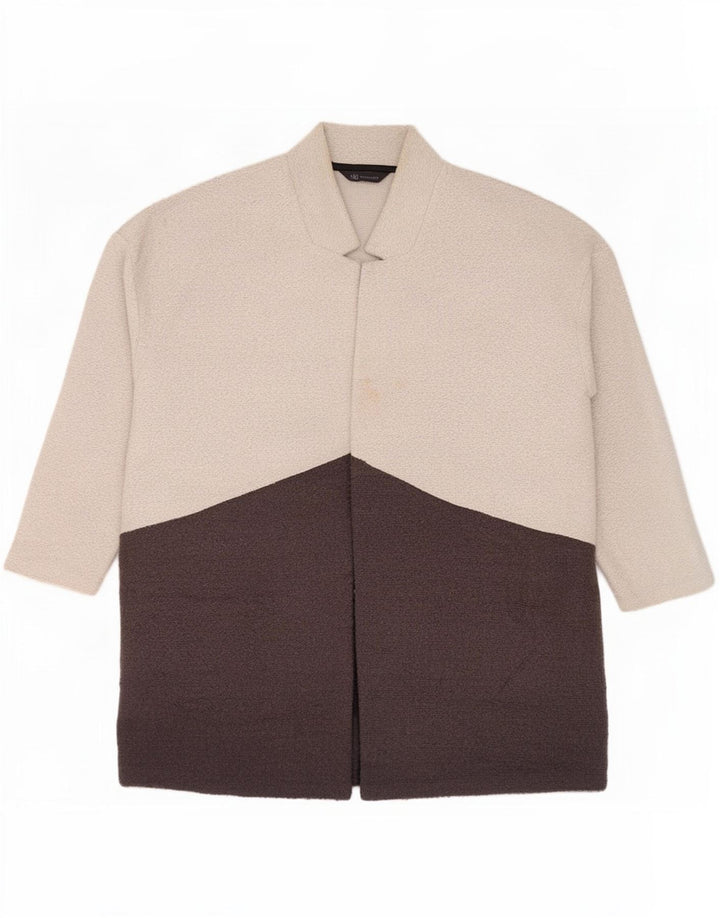 Marks & Spencer Offener Damenmantel UK 20 2XL Graues Colourblock-Polyester