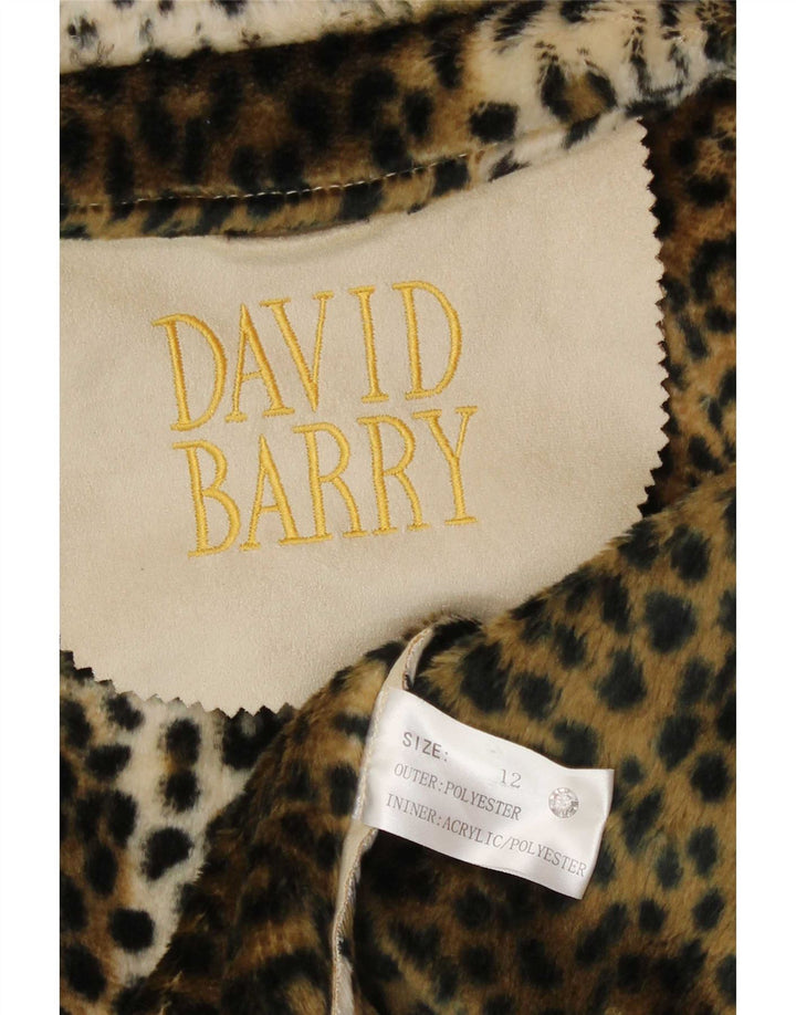 David Barry Damen-Blazer mit 4 Knöpfen, UK 12, Mittelbeige mit Tiermuster