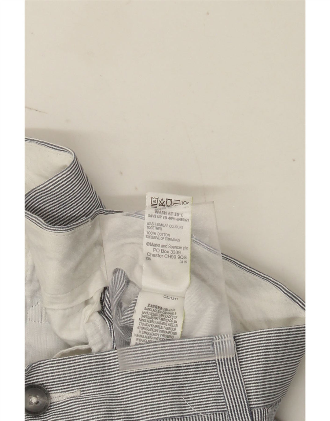 Marks & Spencer Herren-Chinoshorts W40 XL grau gestreift aus Baumwolle