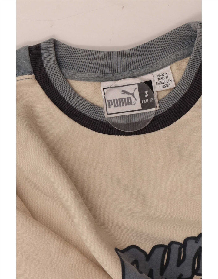 Puma Herren-Sweatshirt mit Grafik, Größe S, gebrochenes Weiß, Farbblock