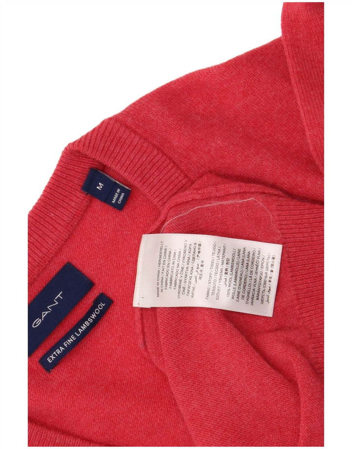 Gant Herren-Pullover mit V-Ausschnitt aus mittelrosa Lammwolle