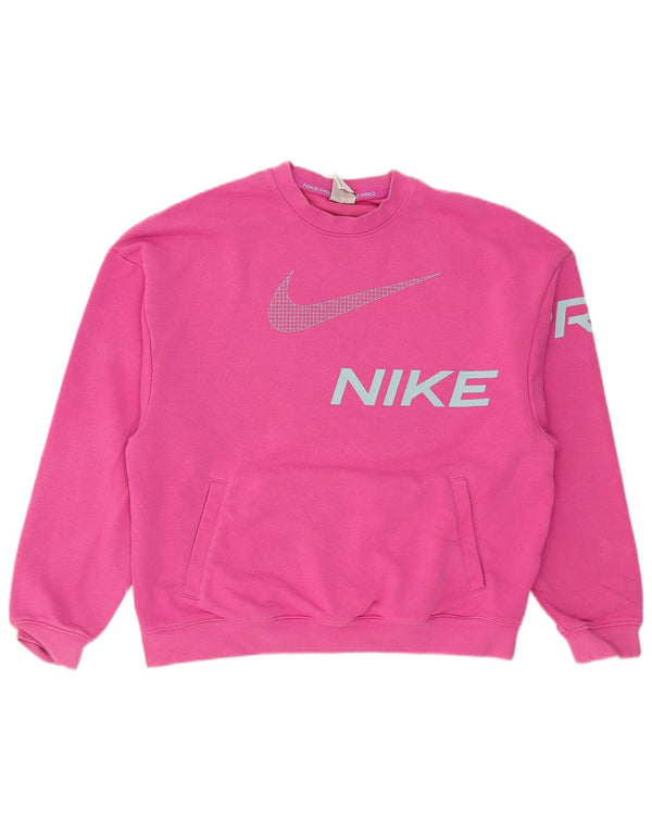 Nike Womens Graphic Oversized Sweatshirt Pullover UK 10 Small Rosa Baumwolle