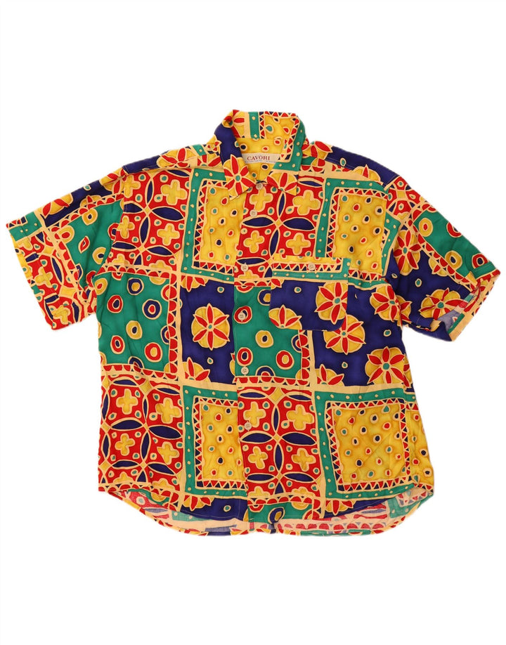 Cavori Herren-Kurzarmhemd, Größe 43/44, XL, mehrfarbig, Patchwork
