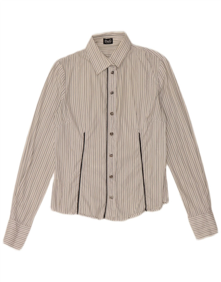 Dolce & Gabbana Damen-Hemd IT 42 Mittelweißer Nadelstreifen