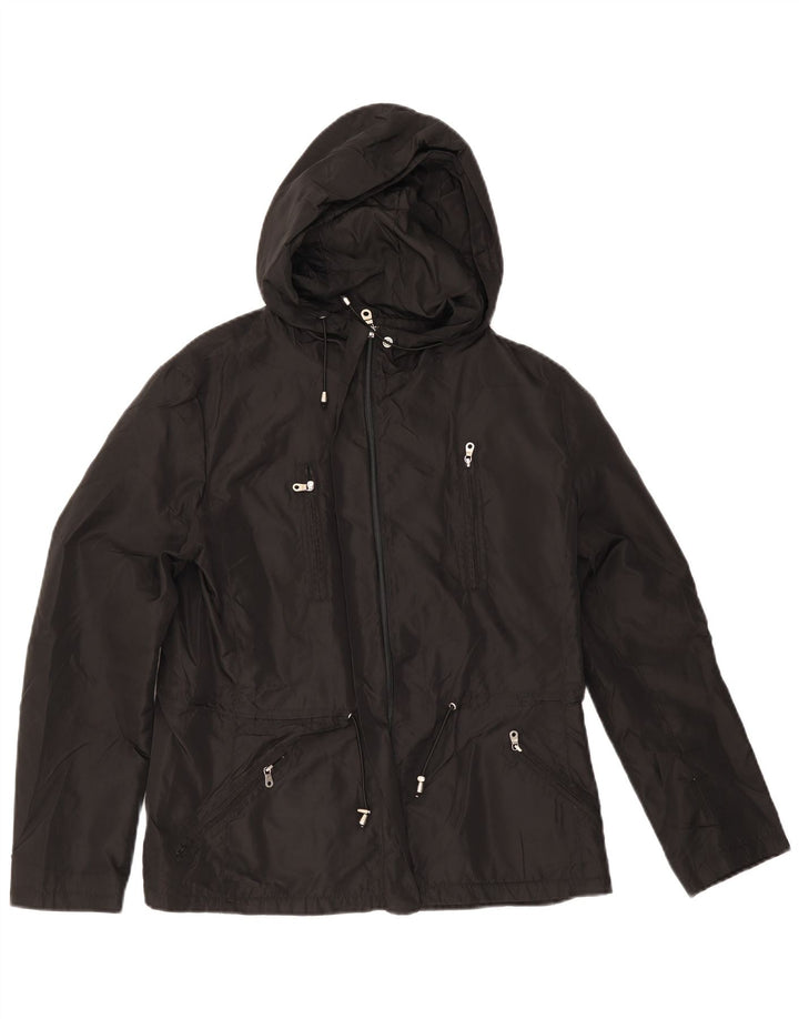 Zara Damen Utility-Jacke mit Kapuze, UK 14, Größe L, Schwarz