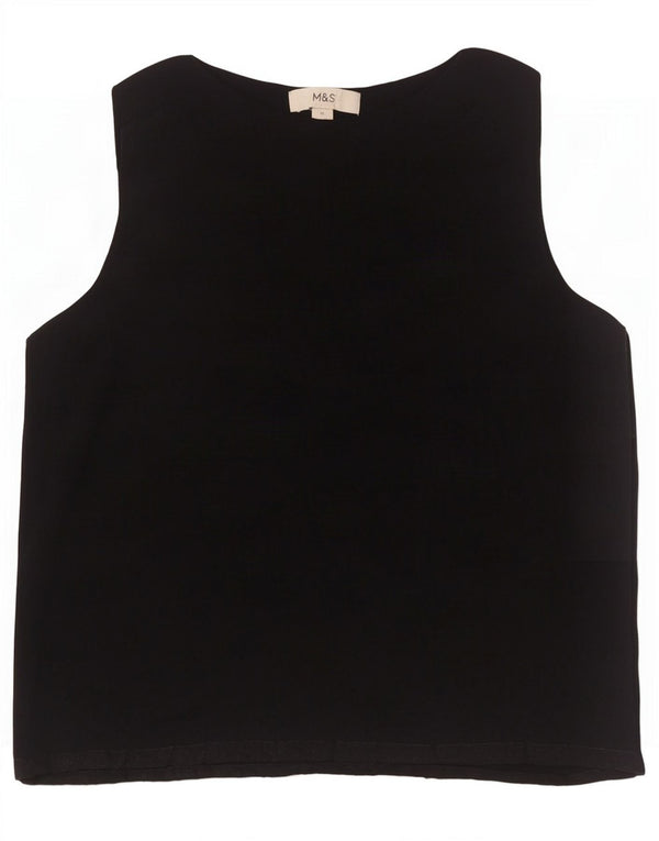 Marks & Spencer Damen Weste Top UK 12 Mittelschwarze Viskose