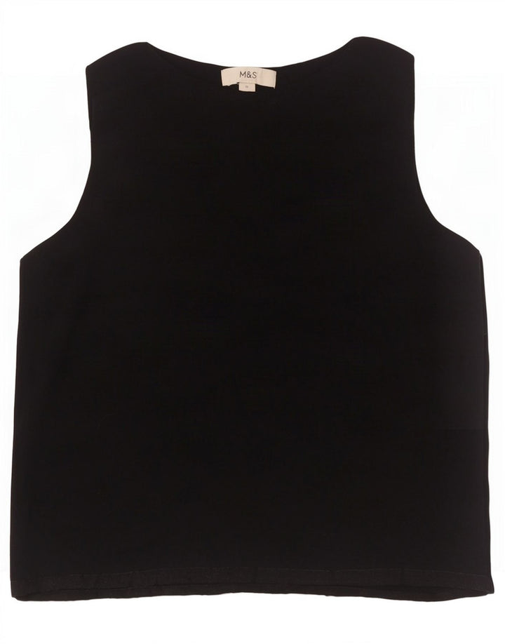 Marks & Spencer Damen Weste Top UK 12 Mittelschwarze Viskose