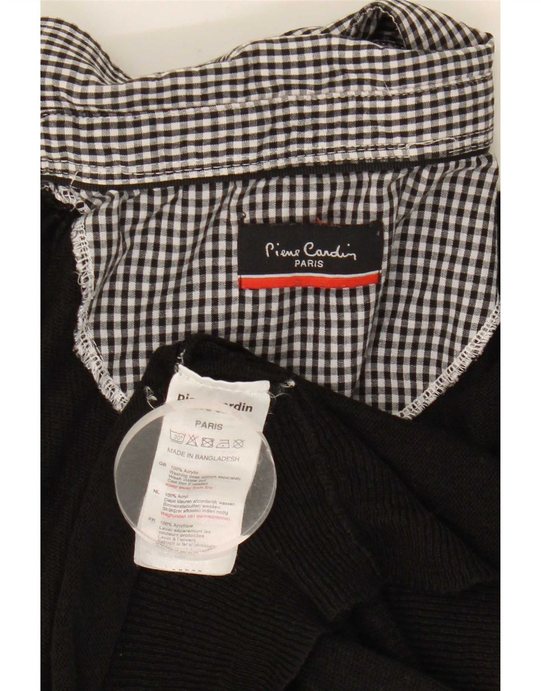 Pierre Cardin Herren-Pullover mit V-Ausschnitt, mittelschwarz, kariert, Acryl