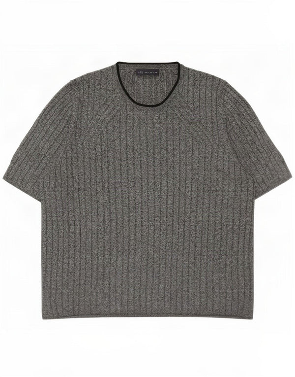 Marks & Spencer Damen T-Shirt Top UK 22 3XL Grau gefleckte Viskose