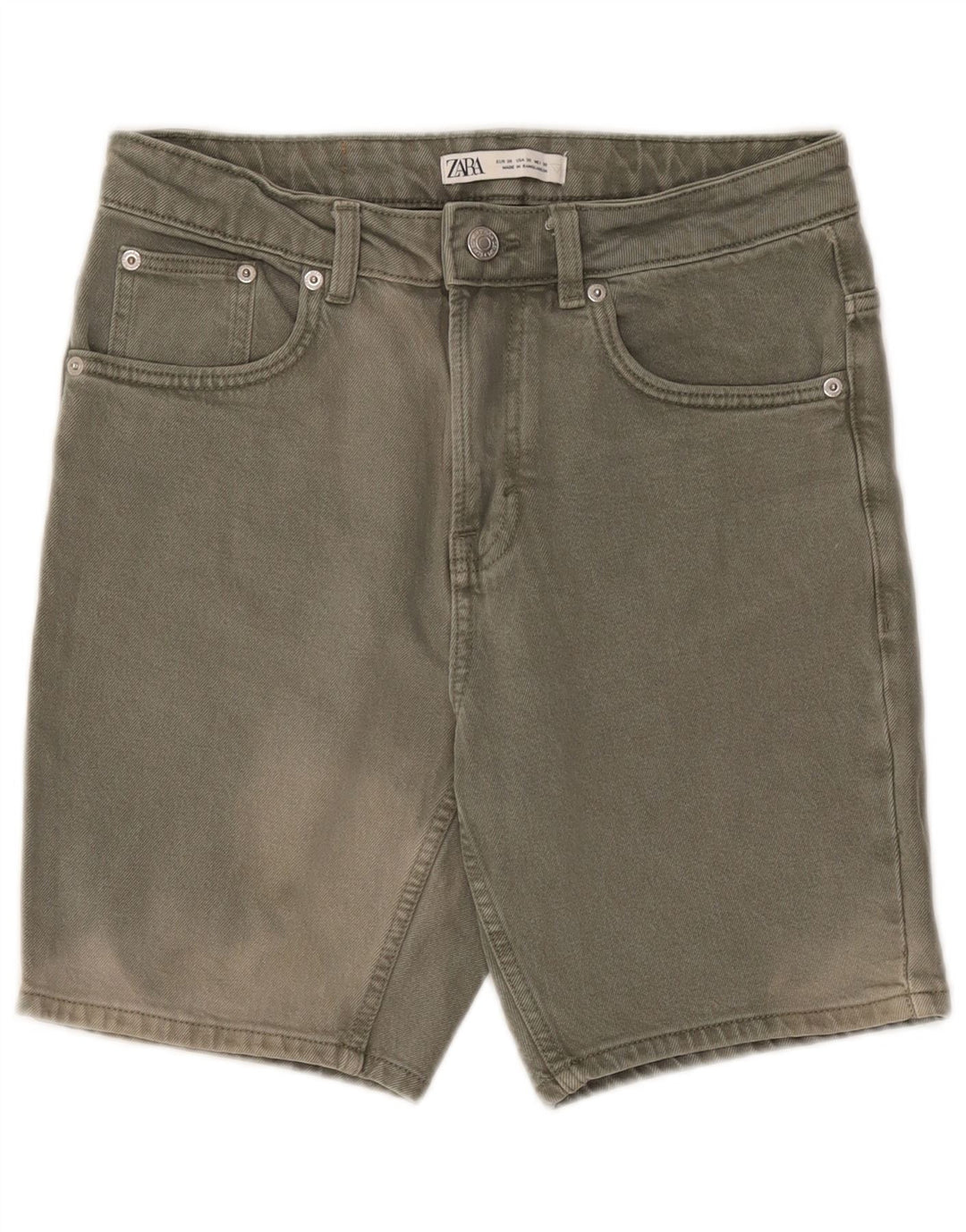 Zara Herren Jeansshorts EU 38 Small W30 Khaki Baumwolle