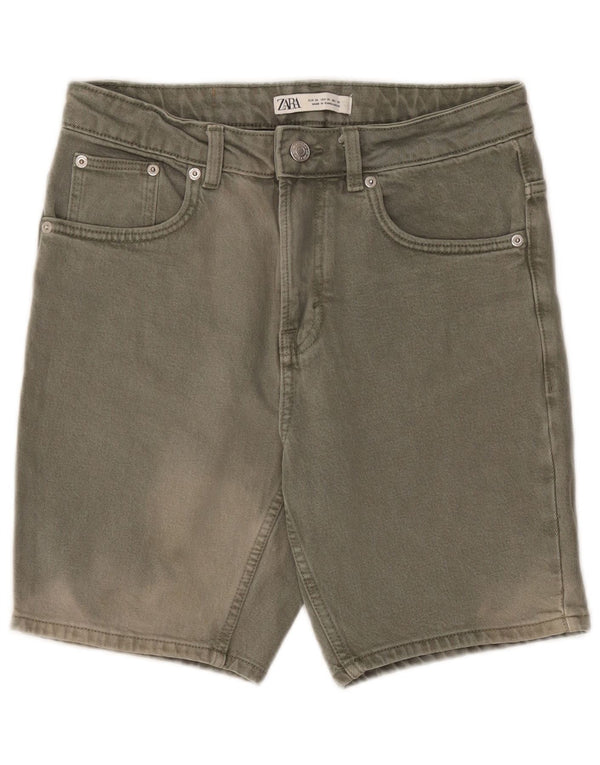 Zara Herren Jeansshorts EU 38 Small W30 Khaki Baumwolle