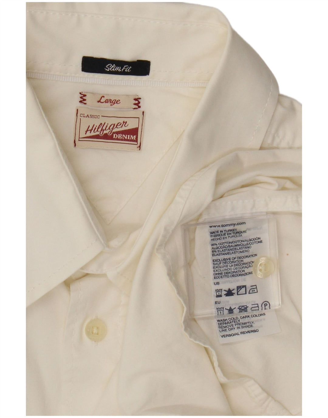 Tommy Hilfiger Herren-Slim-Fit-Hemd, groß, aus weißer Baumwolle