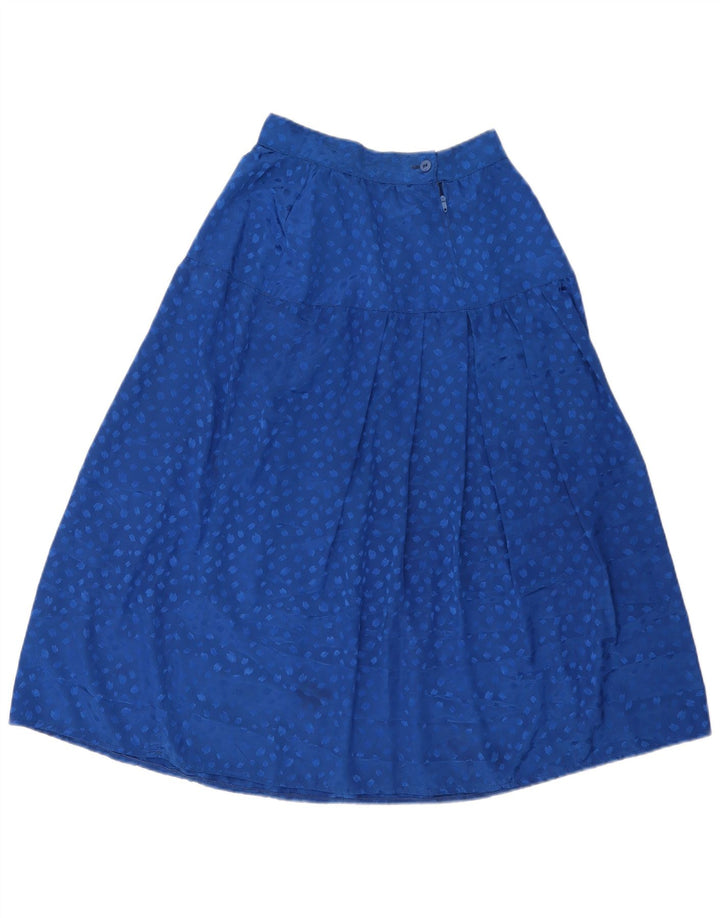 Vintage Damen ausgestellter Rock W24 XS Blau gefleckt