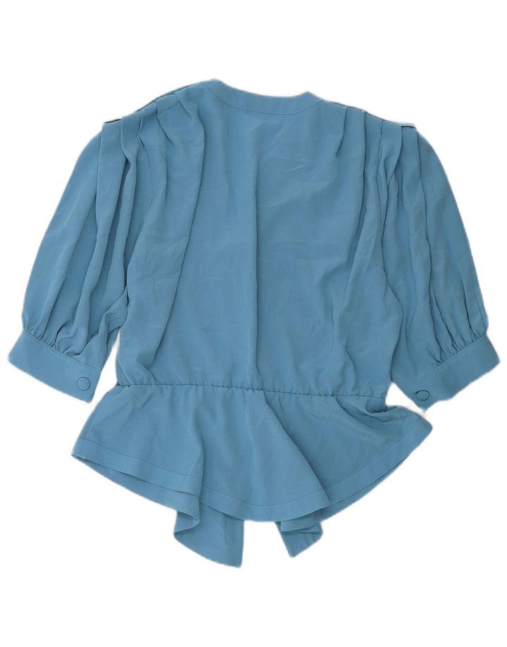 MARIO PUCCI CECCONI Damen Kurzarm-Hemdbluse IT 42 Mittelblau