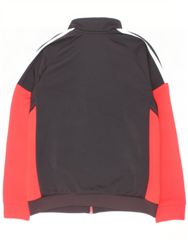 Adidas Jungen-Trainingsanzug-Top-Jacke, 11–12 Jahre, rotes Farbblock-Polyester