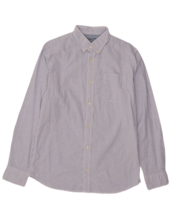 Jack & Jones Mens Oxford Shirt Medium Blue Pinstripe Cotton