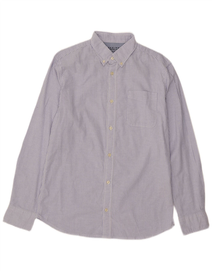 Jack & Jones Herren-Oxford-Hemd aus mittelblauer Nadelstreifen-Baumwolle
