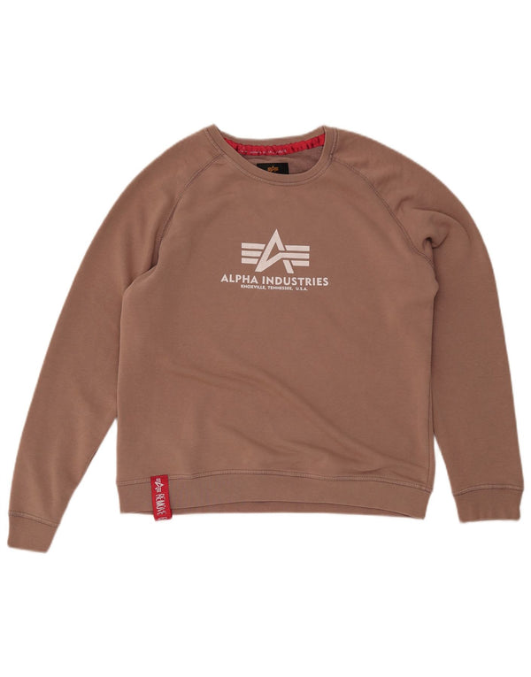 ALPHA INDUSTRIES Damen Grafik-Sweatshirt-Pullover UK 14 Mittelbraun