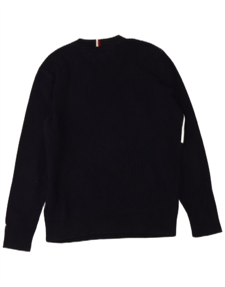 Tommy Hilfiger Herren-Pullover mit Rundhalsausschnitt, mittlerer Marineblau-Farbblock
