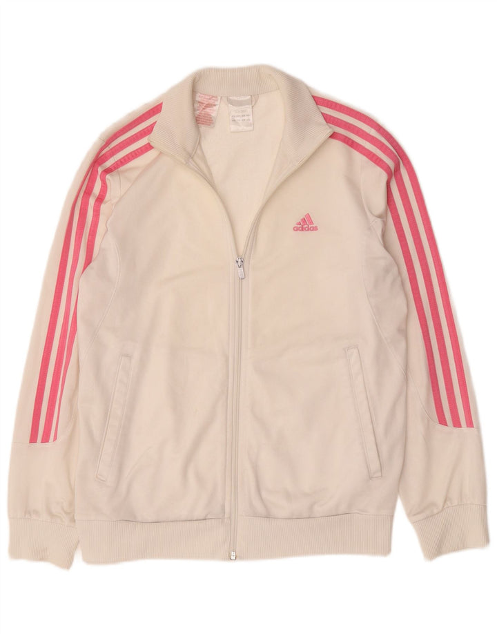 Adidas Mädchen-Trainingsanzug-Top-Jacke, 13–14 Jahre, weißes Polyester