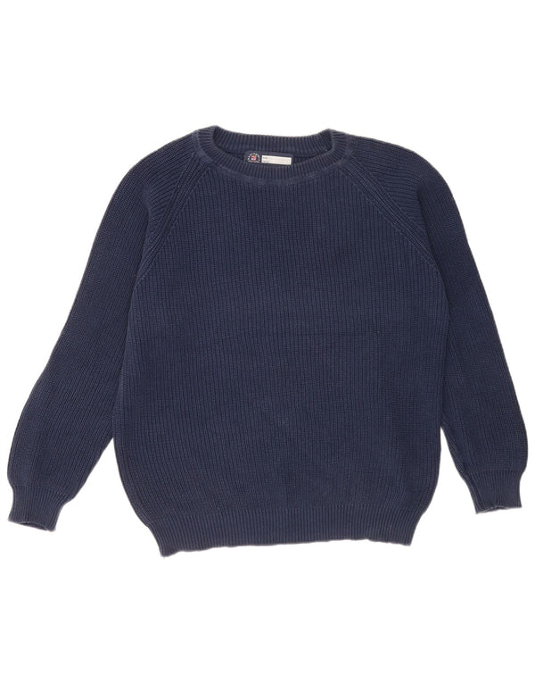 Vintage Herren-Pullover mit U-Boot-Ausschnitt, 2XL, marineblaue Baumwolle