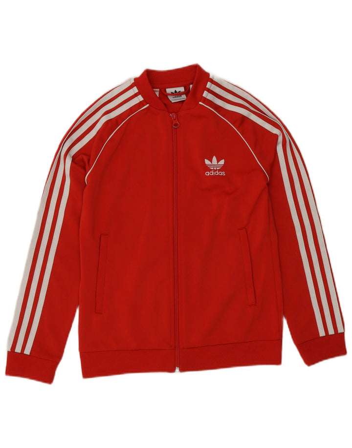 Adidas Jungen-Trainingsanzug-Top-Jacke, 9–10 Jahre, rotes Polyester