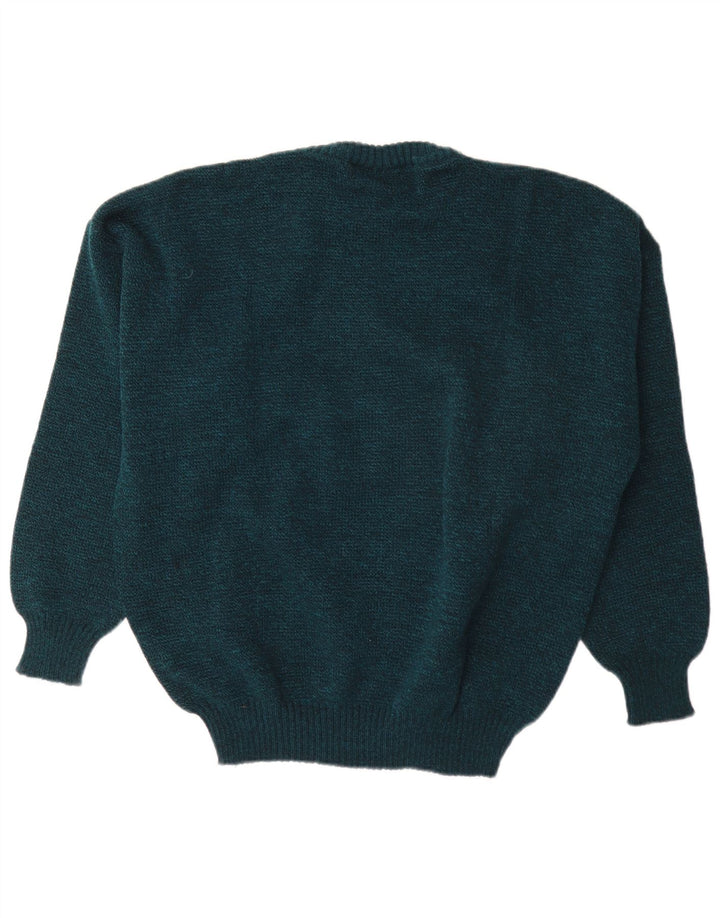 Vintage Herren Pullover mit Rundhalsausschnitt XL Grün Argyle/Diamond Wool