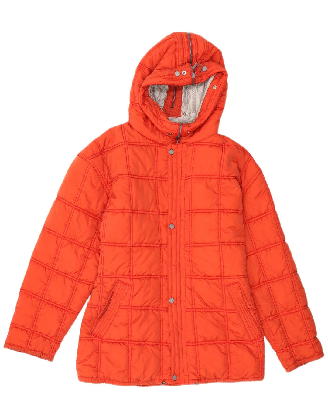 VINTAGE Damen Skijacke in Übergröße mit Kapuze, US 2 XS, rotes Nylon