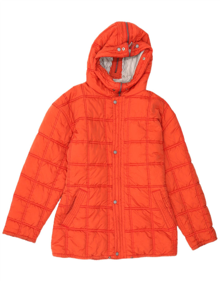 VINTAGE Damen Skijacke in Übergröße mit Kapuze, US 2 XS, rotes Nylon
