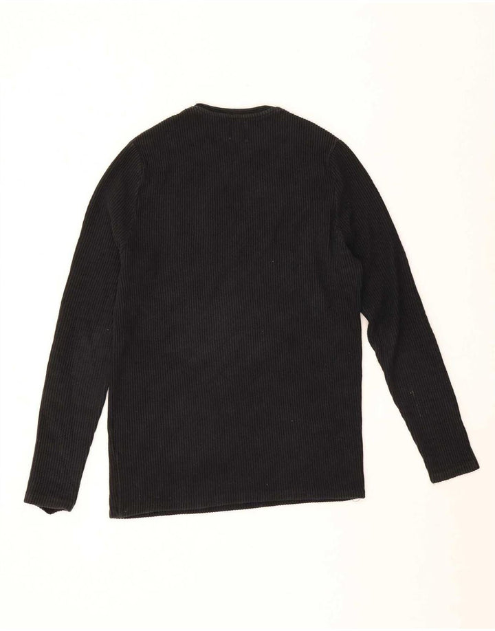 Zara Herren-Oberteil, langärmelig, klein, schwarze Baumwolle