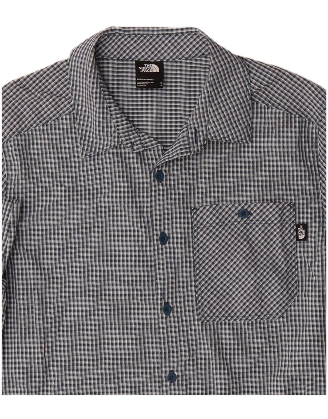 The North Face Herren-Kurzarmhemd Small Navy Blue Check Nylon