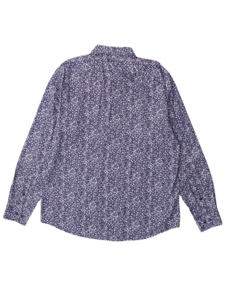 Hugo Boss Herren-Hemd mit normaler Passform, Größe 43 17 XL, blau geblümte Baumwolle
