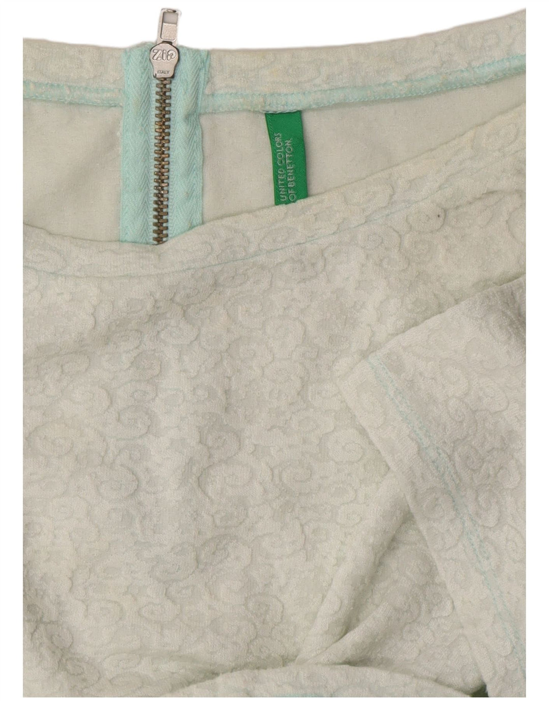 BENETTON Damen Crop Bluse Top UK 14 Mittelweiß