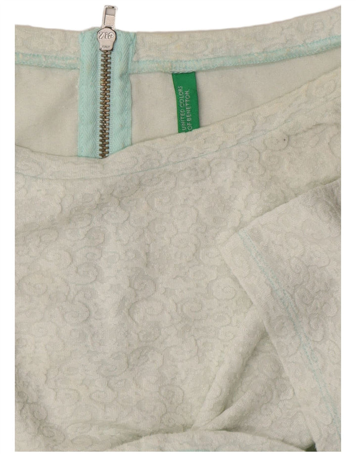 BENETTON Damen Crop Bluse Top UK 14 Mittelweiß