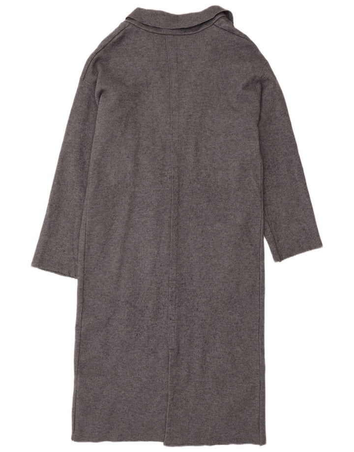 Zara Damen Longline-Cardigan-Pullover UK 14 Mittelgraue Viskose