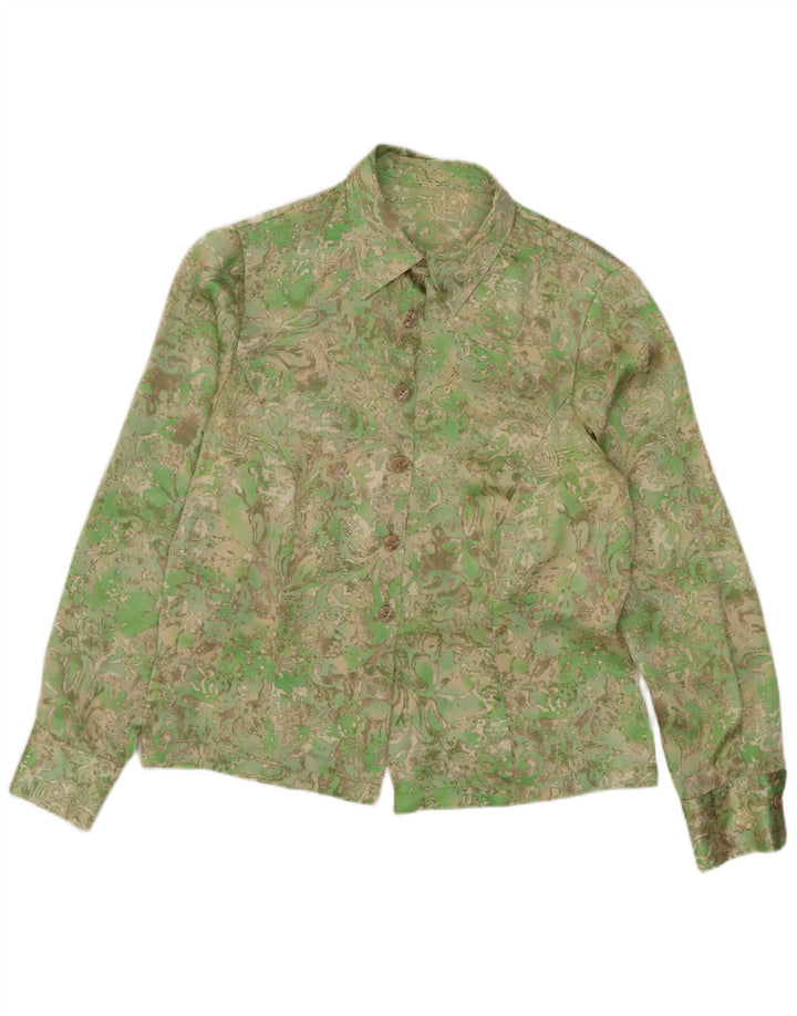 Vintage Damen Shirt UK 14 Mittelgrün Paisley