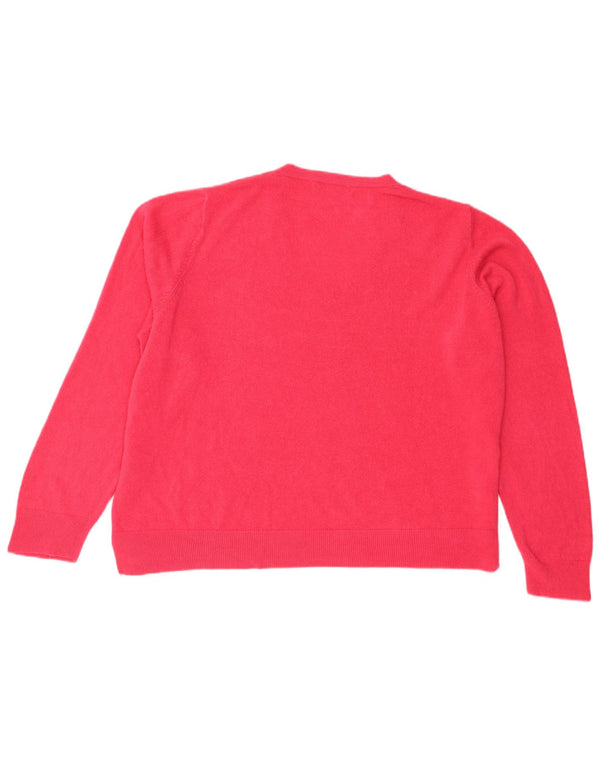 Marks & Spencer Damen Pullover mit V-Ausschnitt, UK 24 4XL, Rosa, Acryl