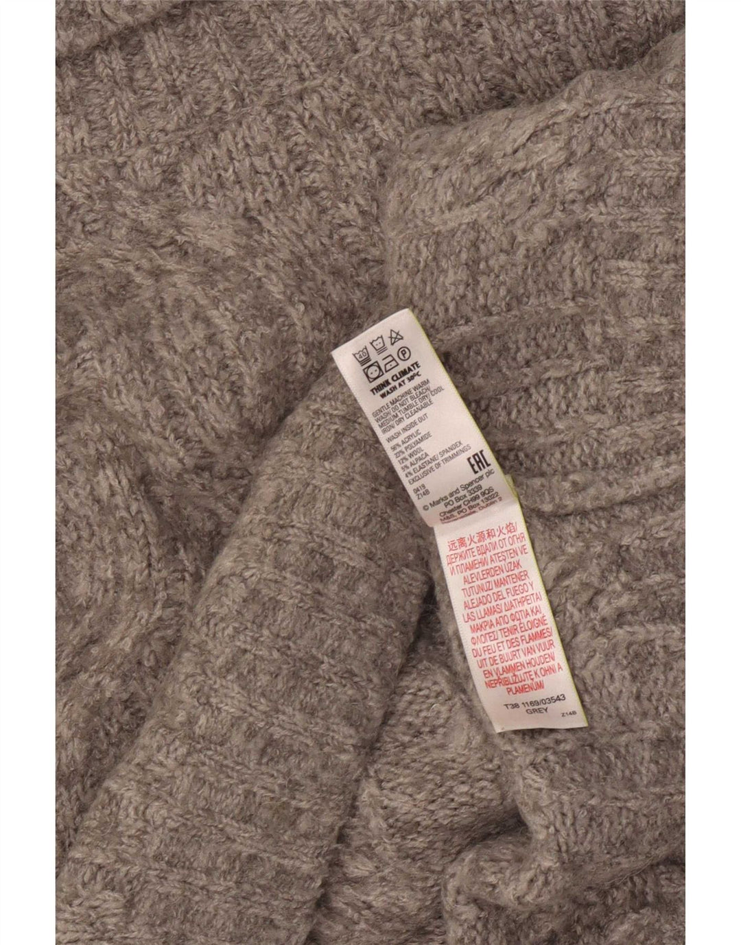 Marks & Spencer Damen-Pullover mit Rollkragen, übergroß, Gr. 16, Grau