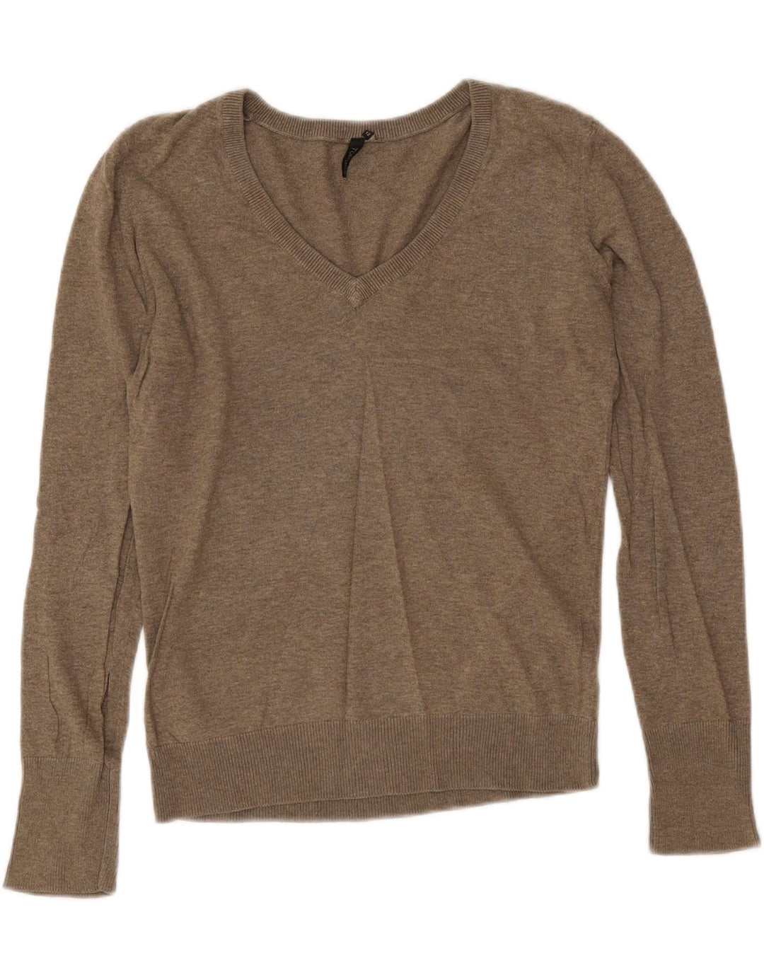 Topshop Damen-Pullover mit V-Ausschnitt, UK 12, mittelgraue Baumwolle