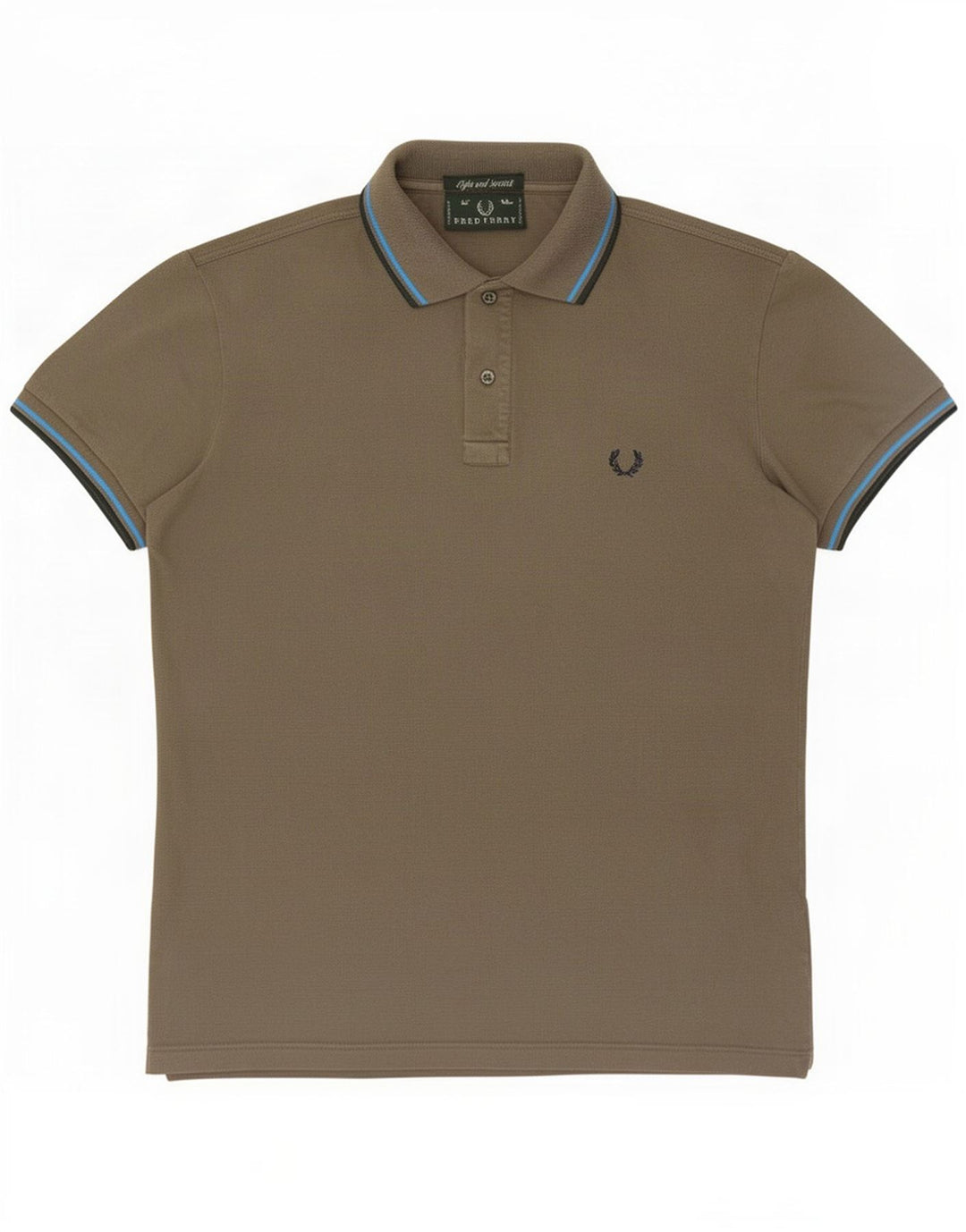 Fred Perry Herren-Poloshirt, mittelgroße Khaki-gestreifte Baumwolle