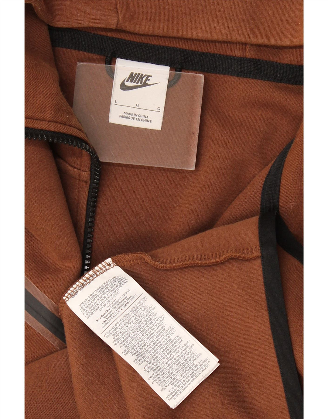 Nike Herren-Kapuzenpullover mit Reißverschluss, groß, braune Baumwolle