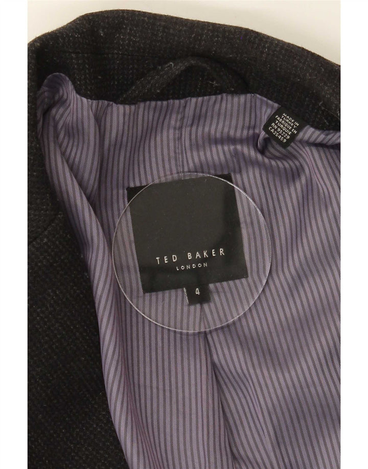 Ted Baker Herren-Militärmantel, Größe 4, große graue Wolle