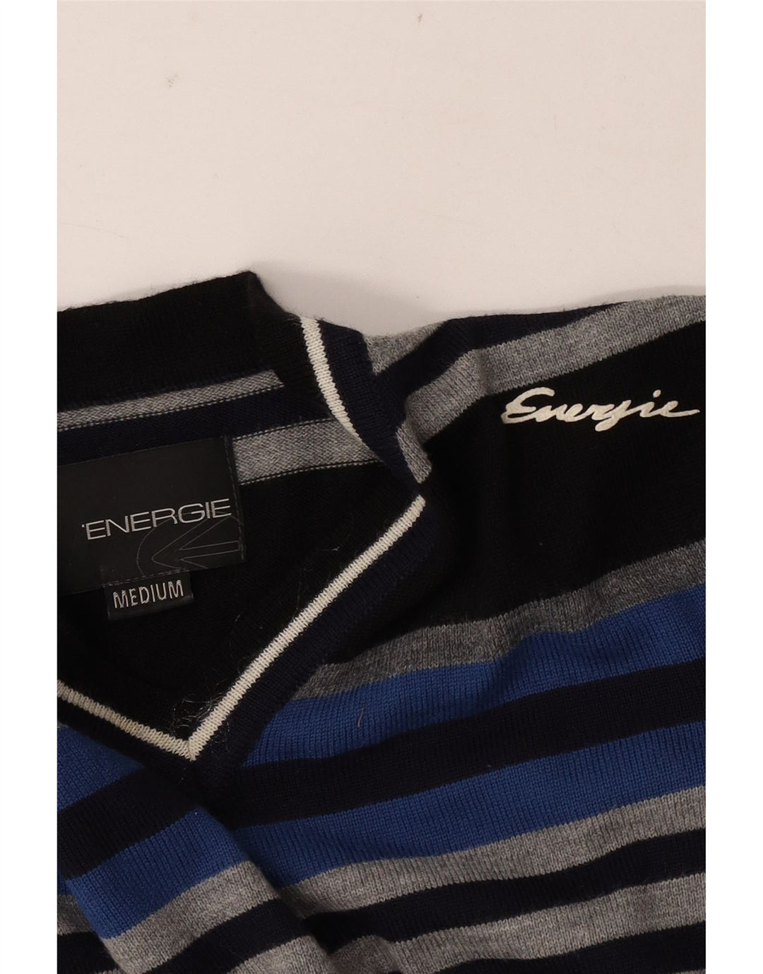 Energie Herren-Pullover mit V-Ausschnitt, mittelgroß, mehrfarbig gestreift