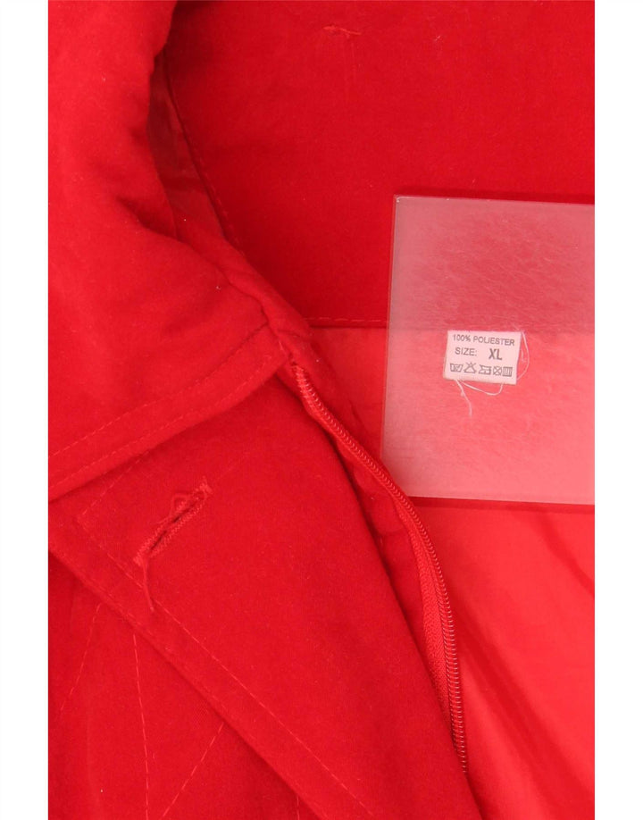 Vintage Damen Parka mit Kapuze, übergroß, UK 18, XL, Rot, Polyester