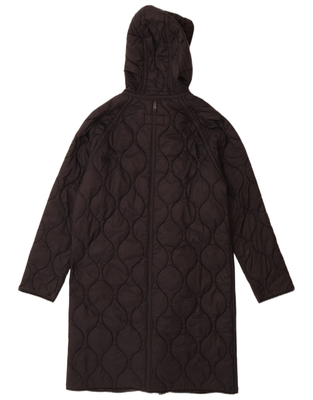 Dkny Damen Übergroßer, gesteppter Mantel mit Kapuze, UK 10, Größe S, schwarzes Nylon