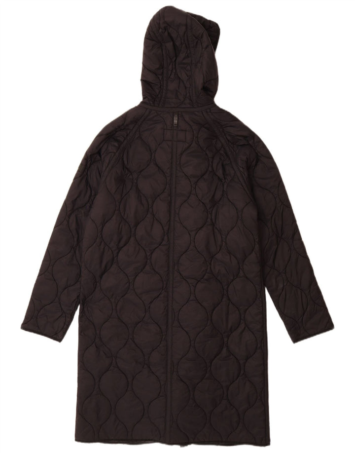 Dkny Damen Übergroßer, gesteppter Mantel mit Kapuze, UK 10, Größe S, schwarzes Nylon
